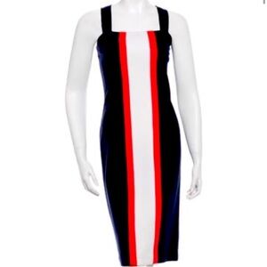 DIANE VON FURSTENBERG SIZE 4 Color Block MIDI Sheath Dress